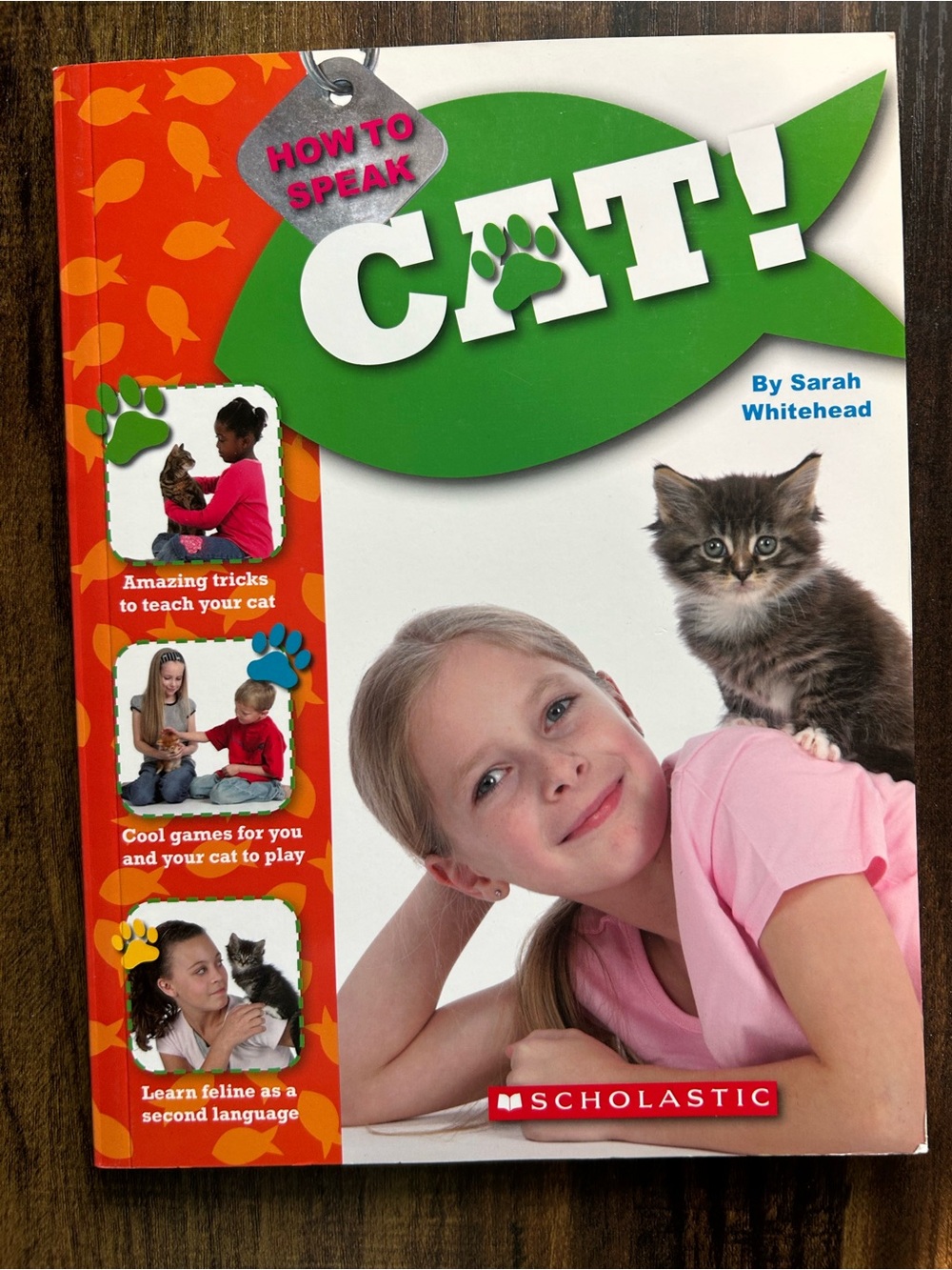 Scholastic Cat! Book with Pink Shirt and Green Fish Graphic
